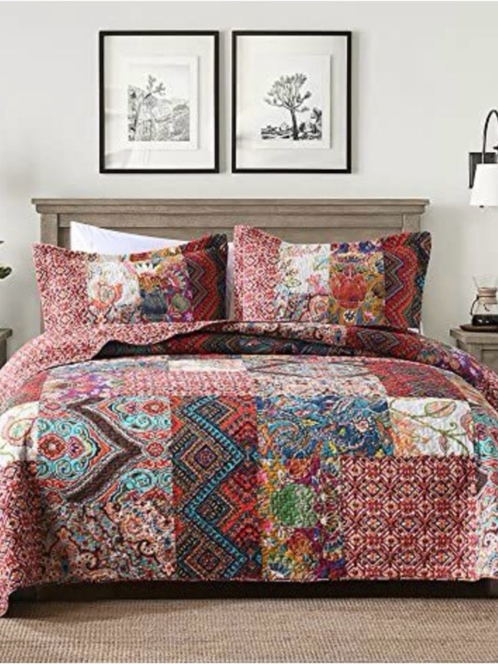 Vibrant Patchwork Quilt Set - Multicolor Autumn Dream